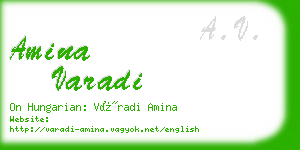 amina varadi business card